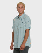 Sundays Mini Short Sleeve Woven Shirt - Blue Fog