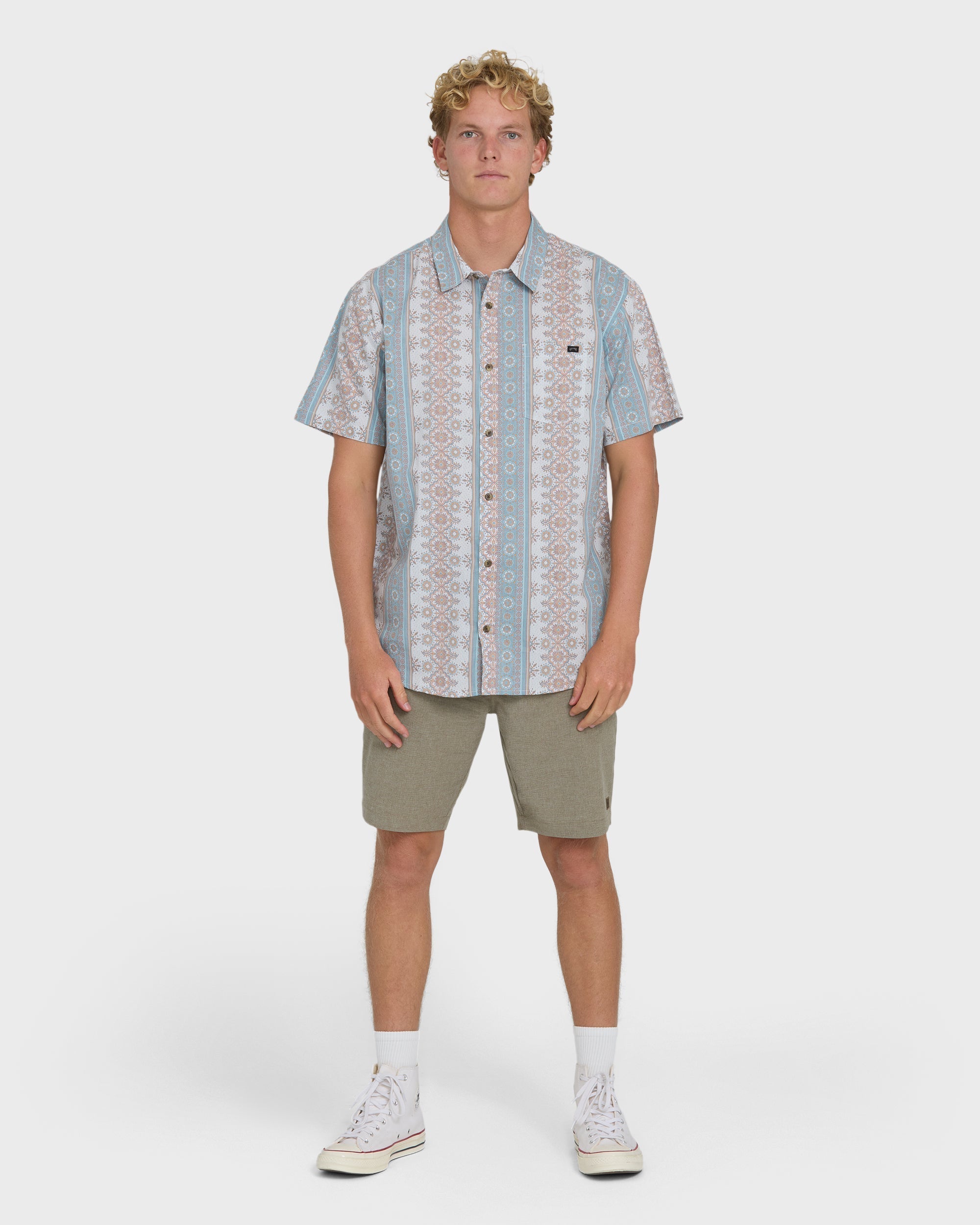 Sundays Short Sleeve Woven Shirt - Blue Fog