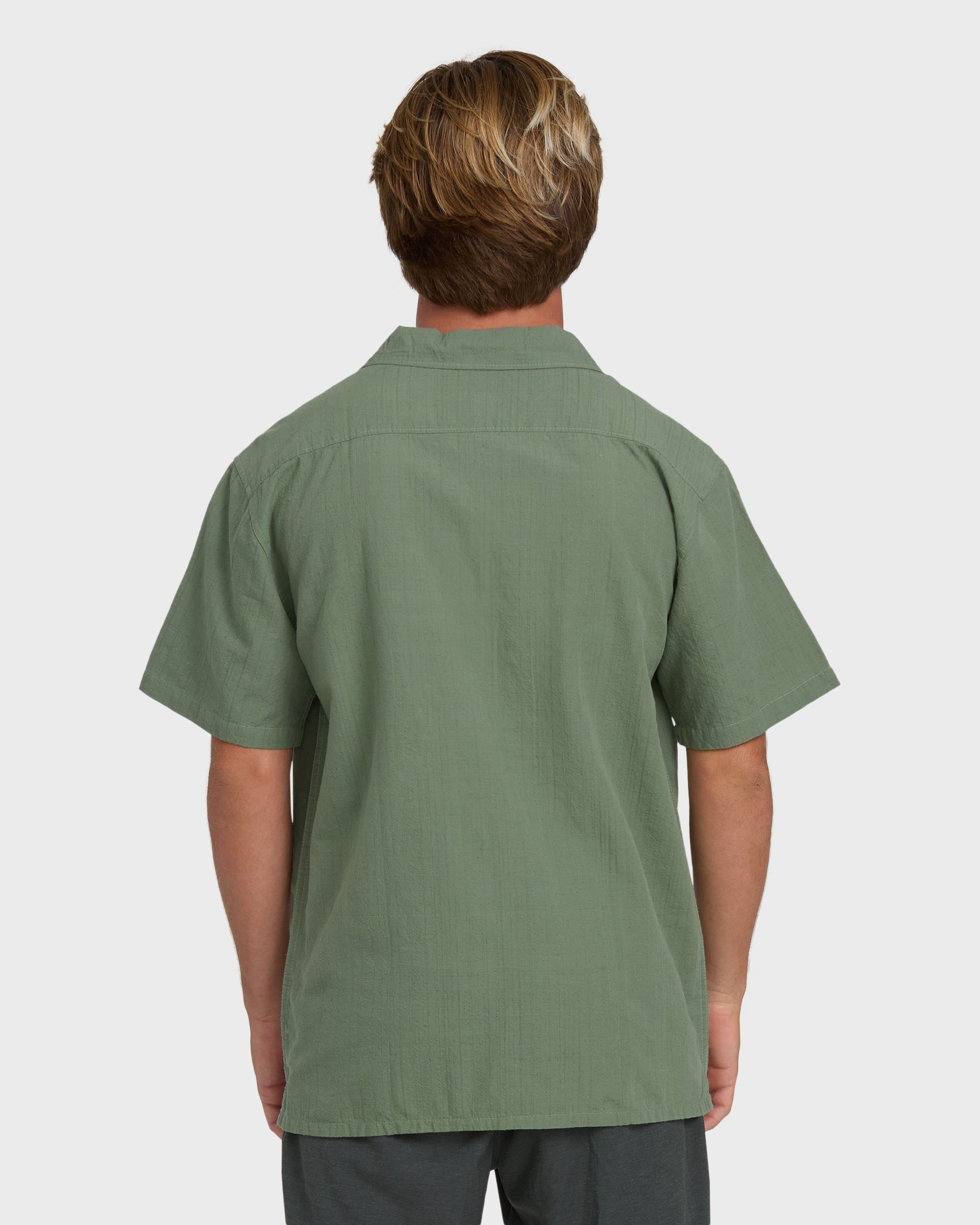 Victoria Vacay Short Sleeve Woven Shirt - Granite Green
