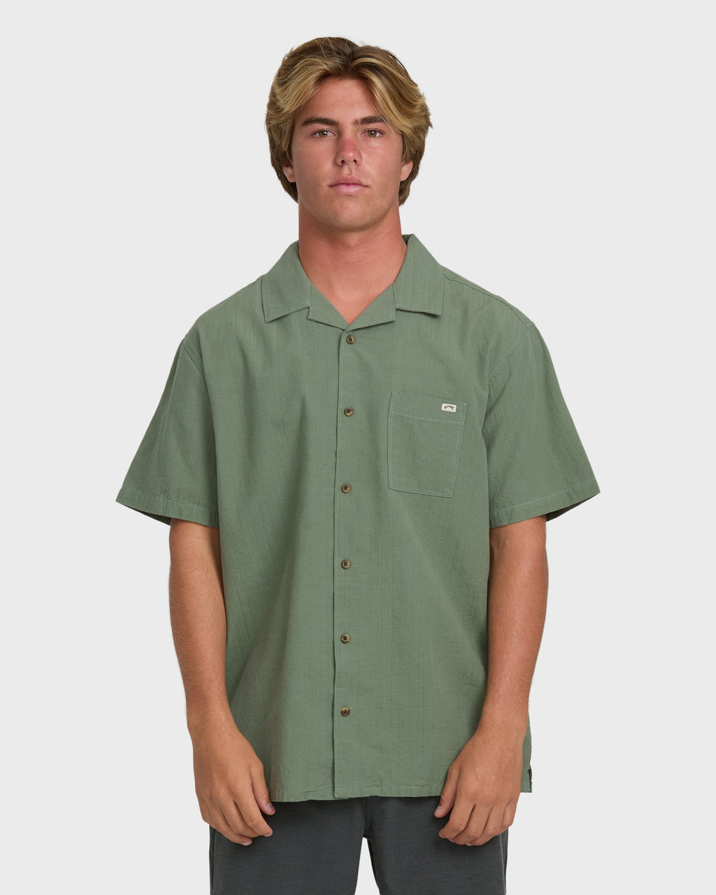 Victoria Vacay Short Sleeve Woven Shirt - Granite Green