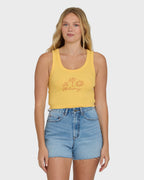 Sun Palm Seashell Tank Top - Soft Yellow