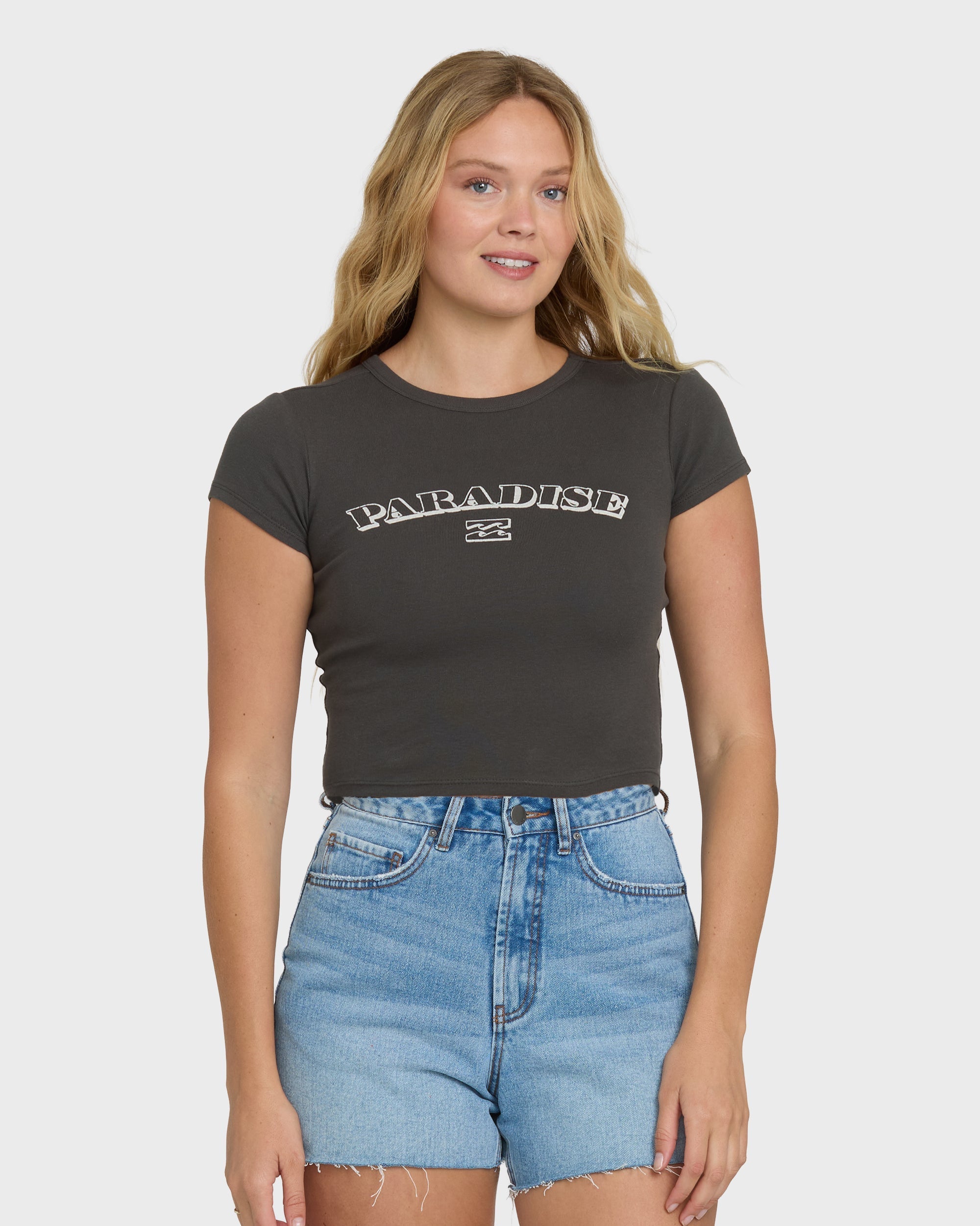 Off We Go Short Sleeve Knit T-Shirt - Off Black