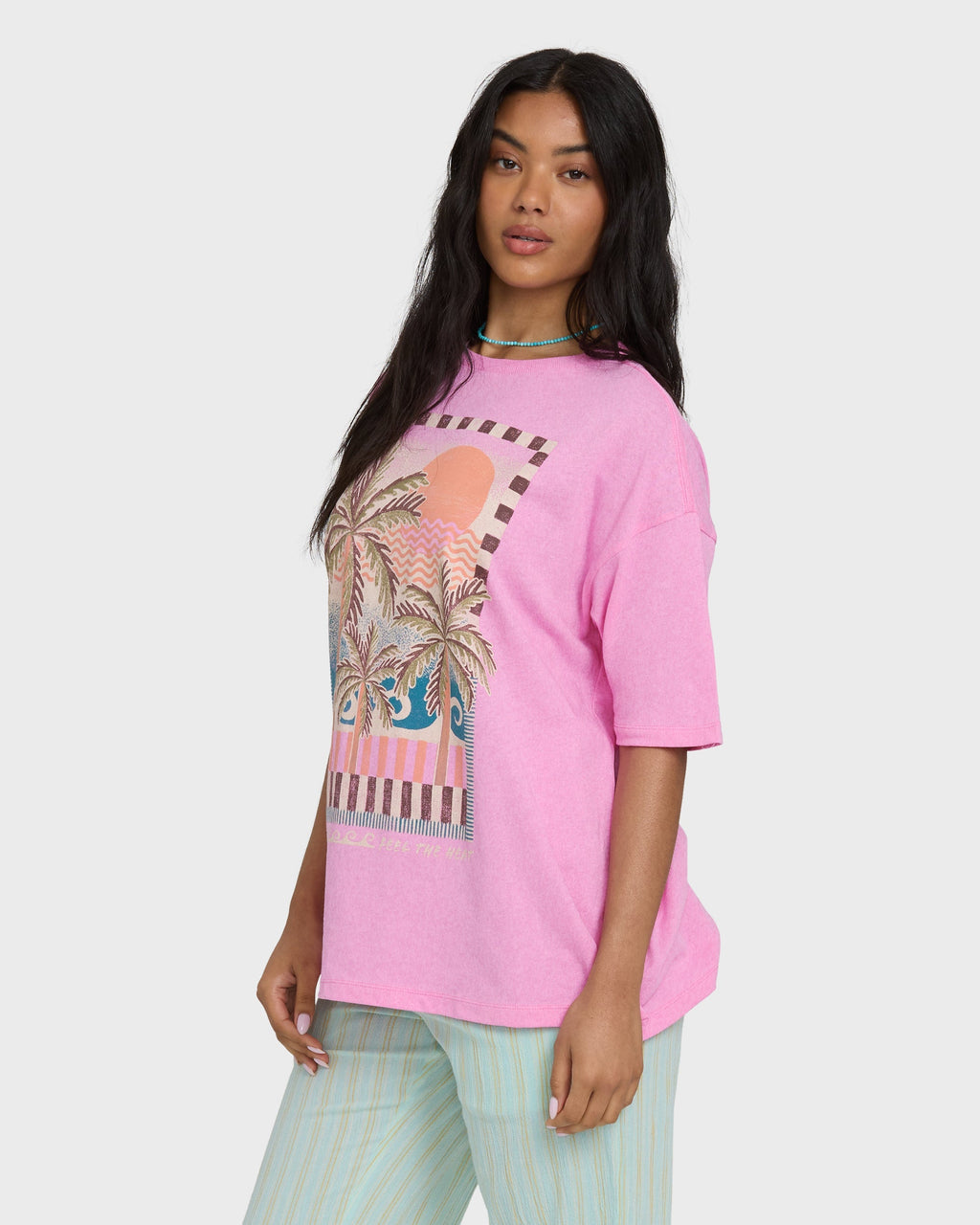 Feel The Heat Short Sleeve Knit T-Shirt - Party Pink