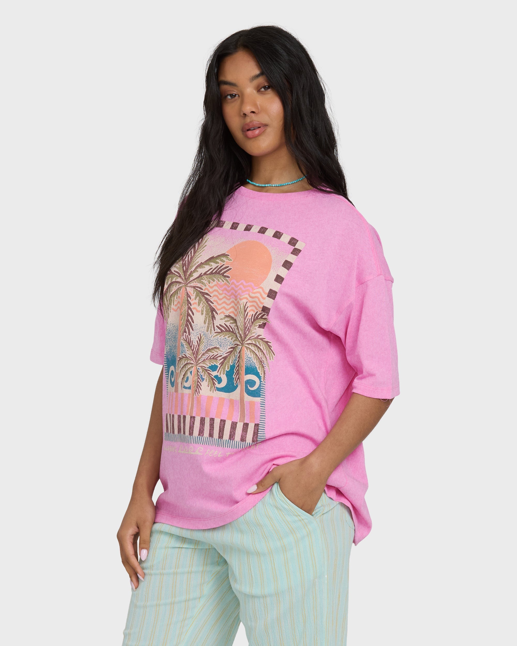 Feel The Heat Short Sleeve Knit T-Shirt - Party Pink