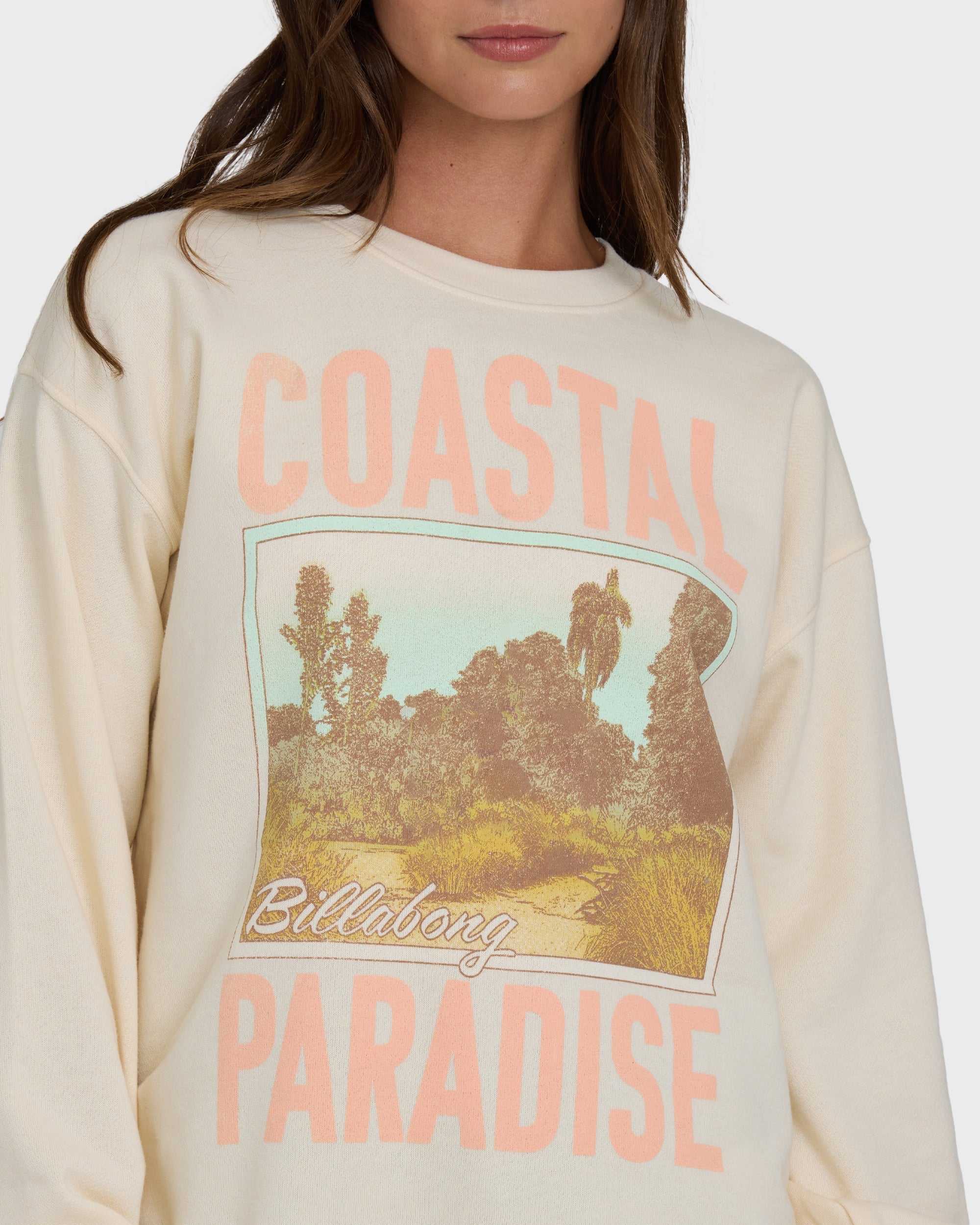 Coastal Paradise Crewneck Sweatshirt - White Cap