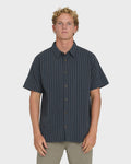 Garage Sandon Jacquard Short Sleeve Woven Shirt - True Navy