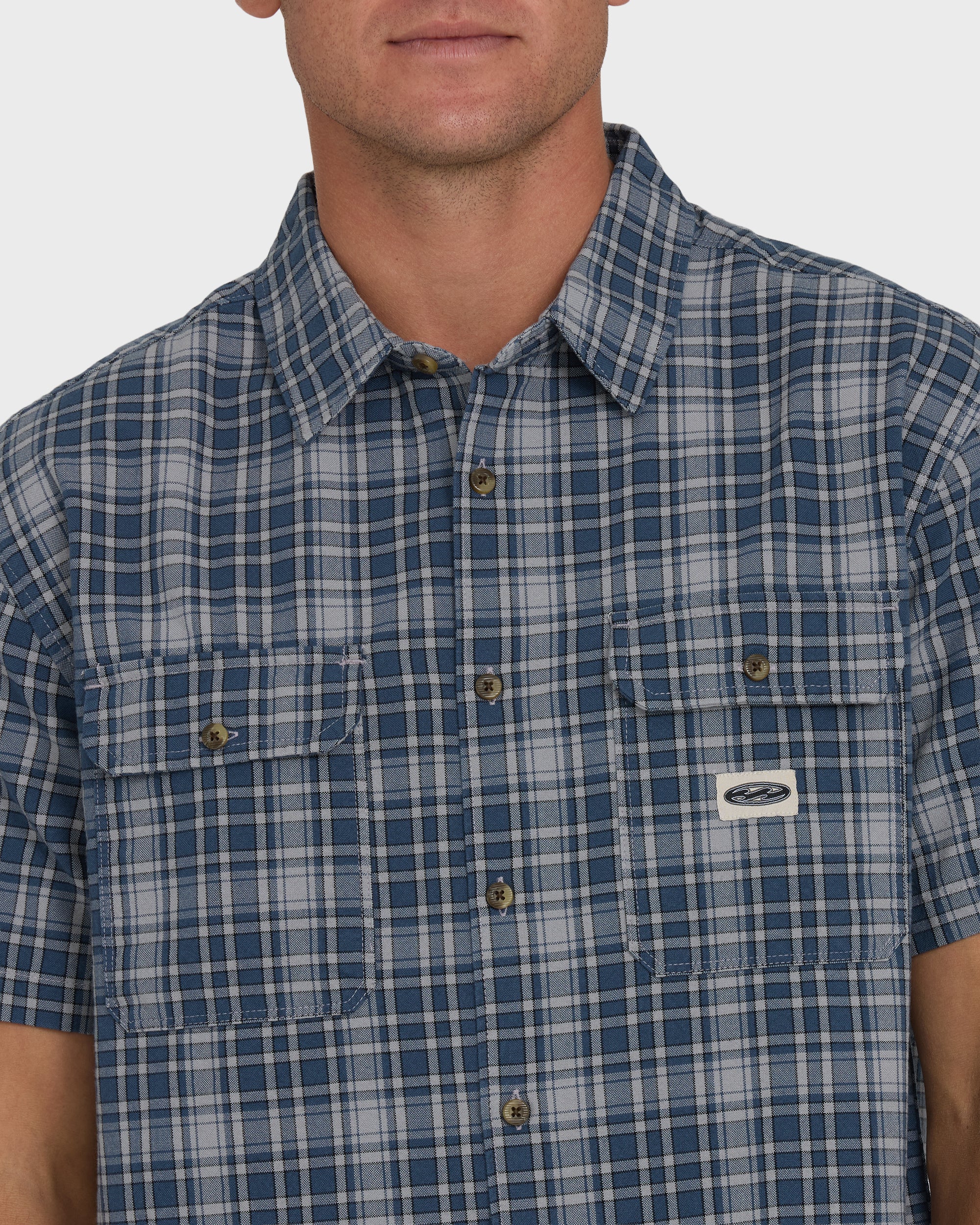 Bad Dog Short Sleeve Woven Shirt - Dark Denim