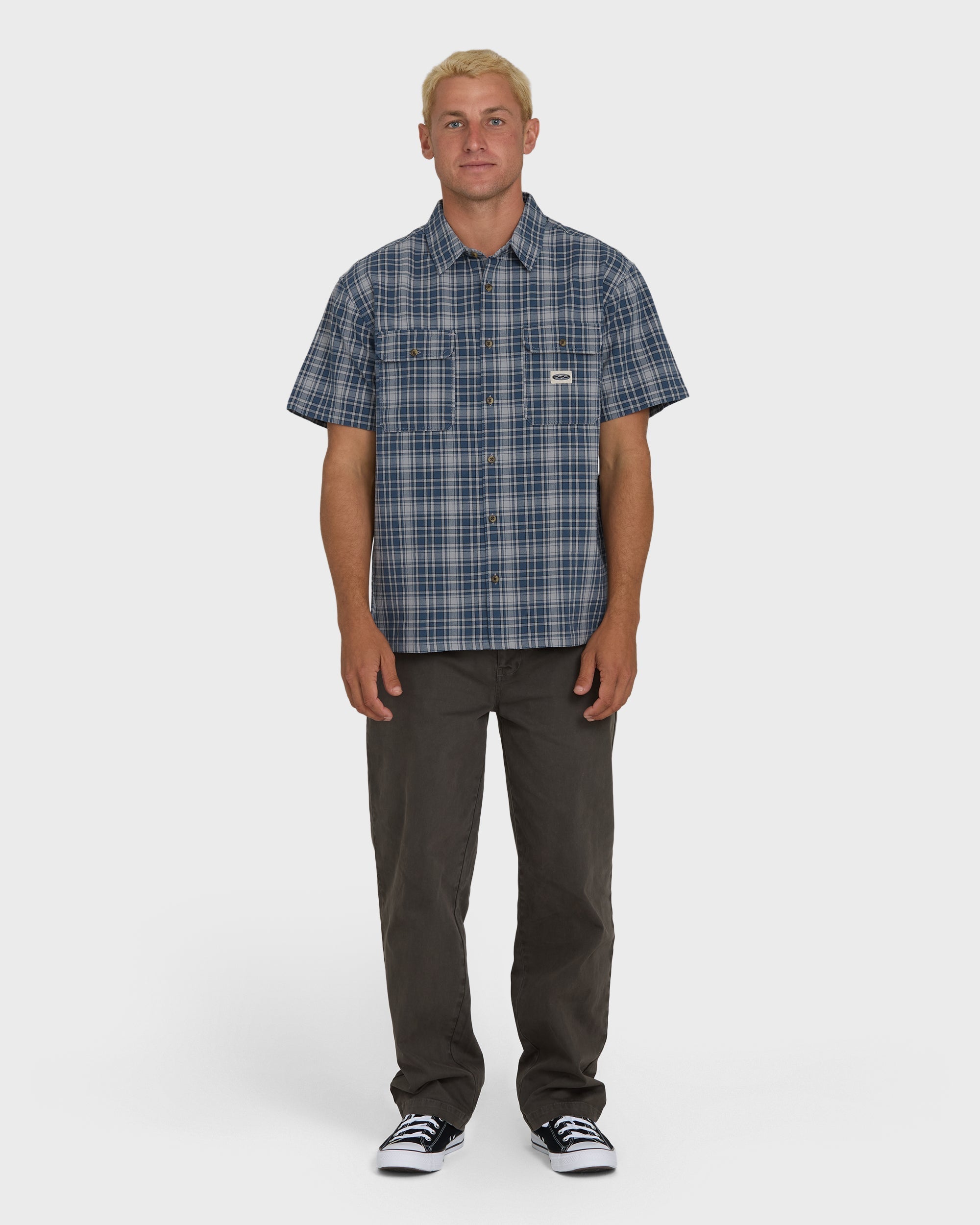Bad Dog Short Sleeve Woven Shirt - Dark Denim