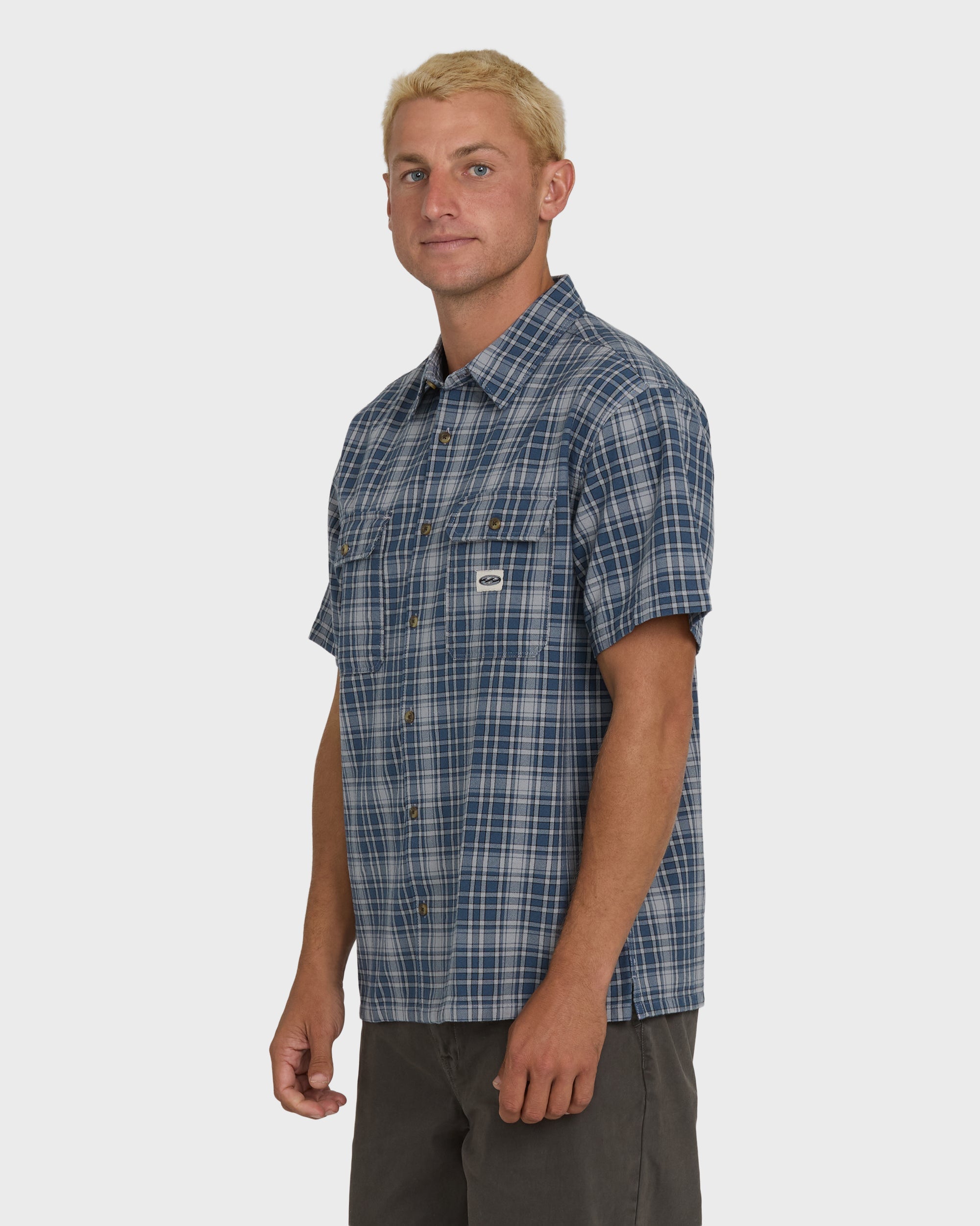 Bad Dog Short Sleeve Woven Shirt - Dark Denim
