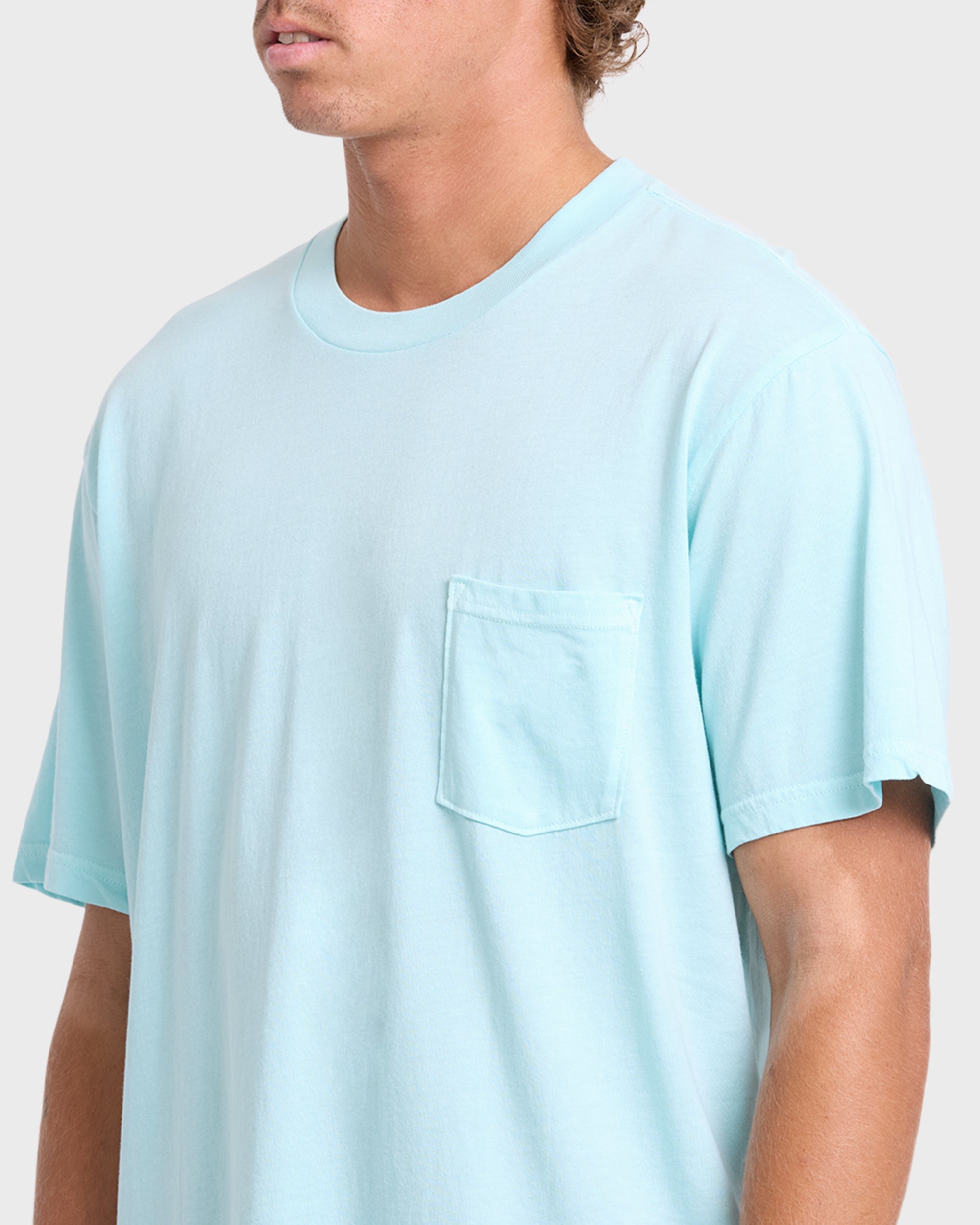 Essential Wave Washed Premium Short Sleeve Pocket Tee - Coastal Blue