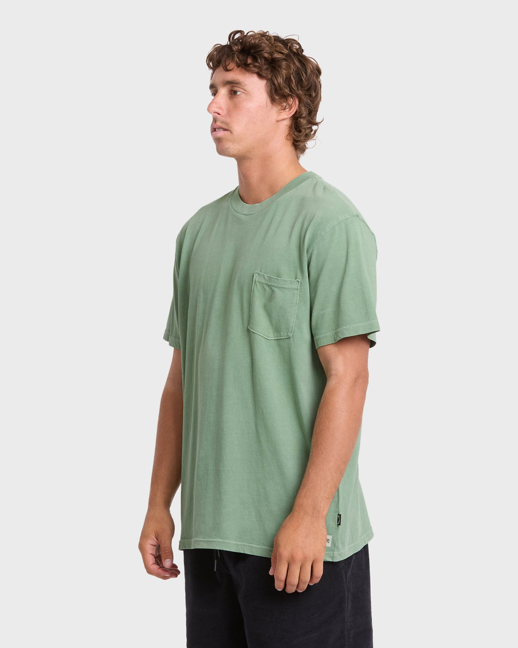Essential Wave Washed Premium Short Sleeve Pocket Tee - Hedge Green