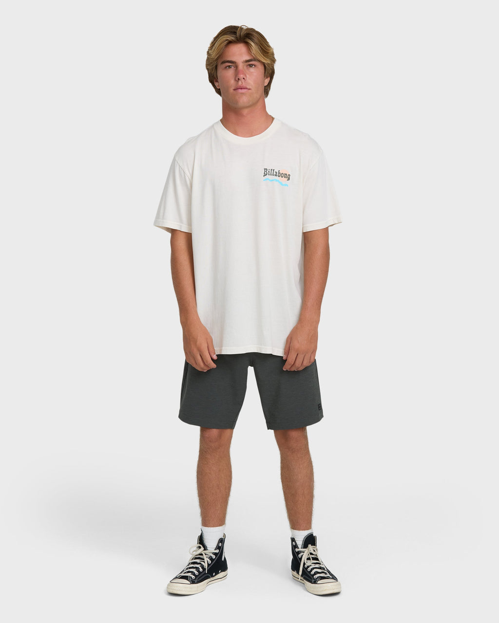 Loner Wave Washed Premium Short Sleeve Knit T-Shirt - Off White