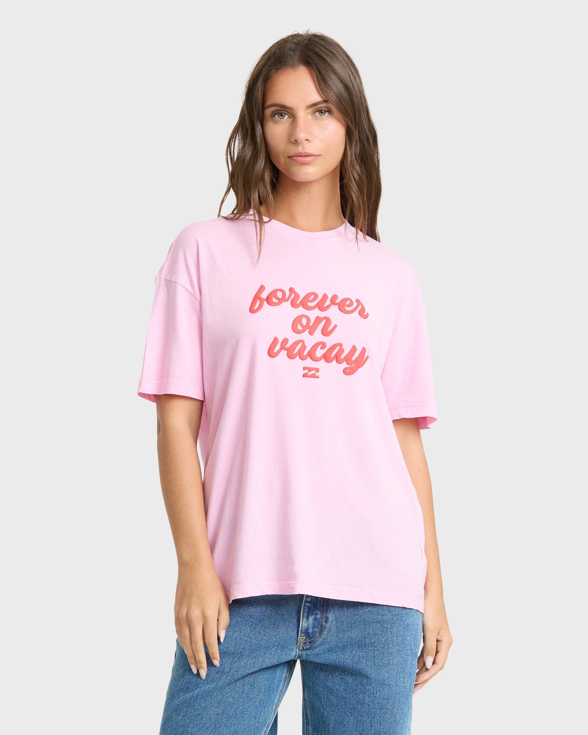 Vacay Forever Short Sleeve Knit T-Shirt - Prism Pink