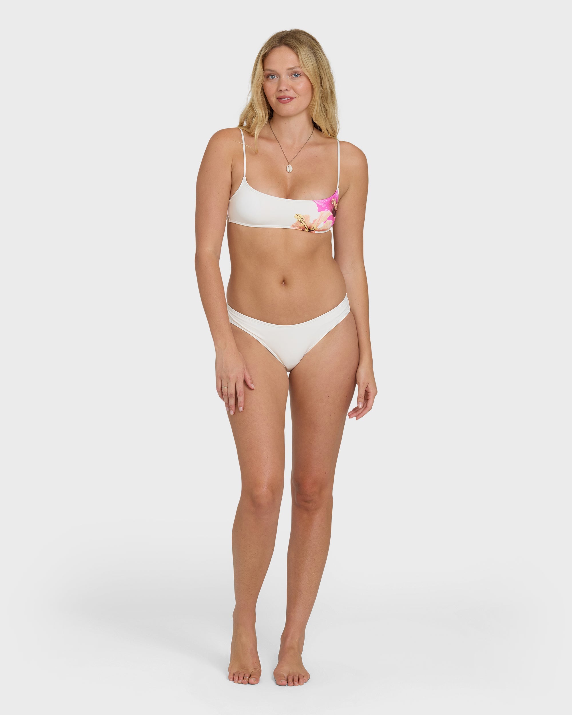 Sunny Shore Jaclyn Crop  Bralette Bikini Top - Salt Crystal