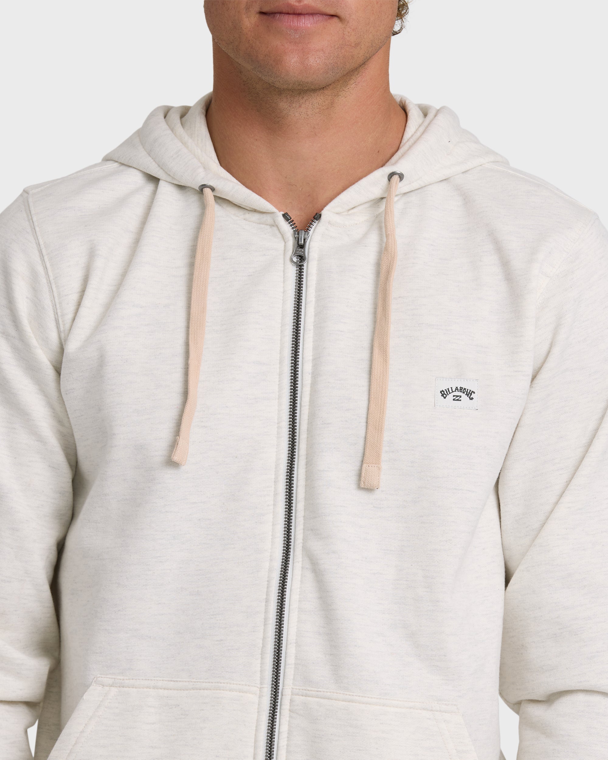 All Day Zip Front Hoodie - Oatmeal Heather.