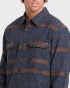 Offshore Jacquard Long Sleeve Flannel Shirt - True Navy