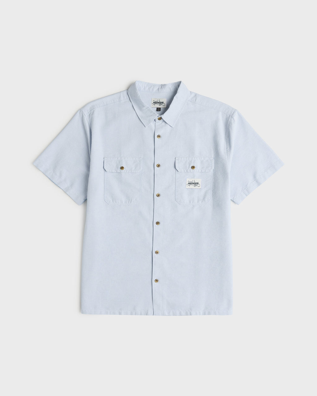 Bad Dog Short Sleeve Oxford Shirt - Blue Fog