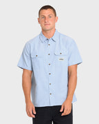 Bad Dog Short Sleeve Oxford Shirt - Blue Fog