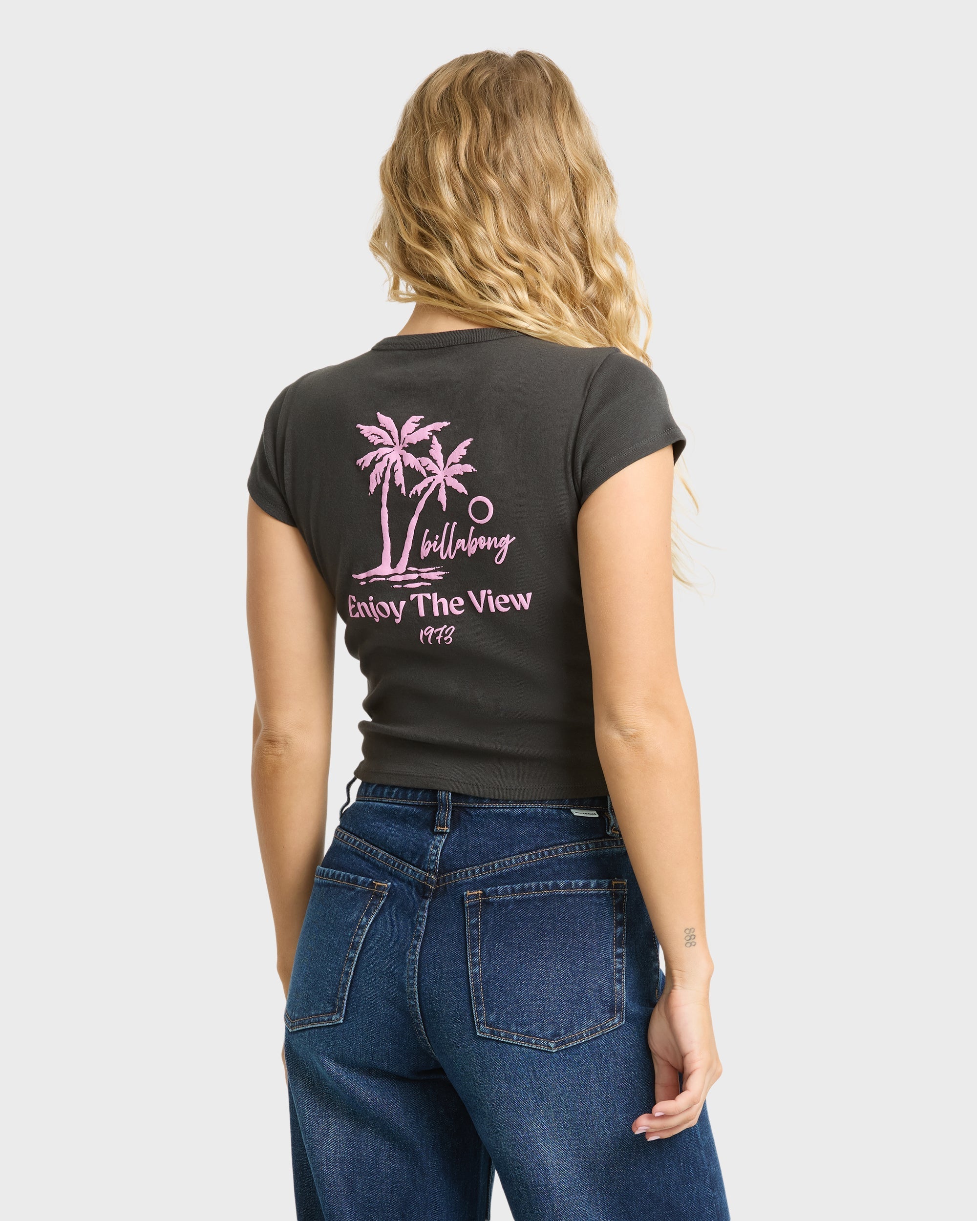 Magic Sunsets Short Sleeve Rib Knit T-Shirt - Off Black