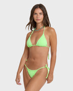 Simply Sweet Eyelet Triangle Bikini Top - Green Glow