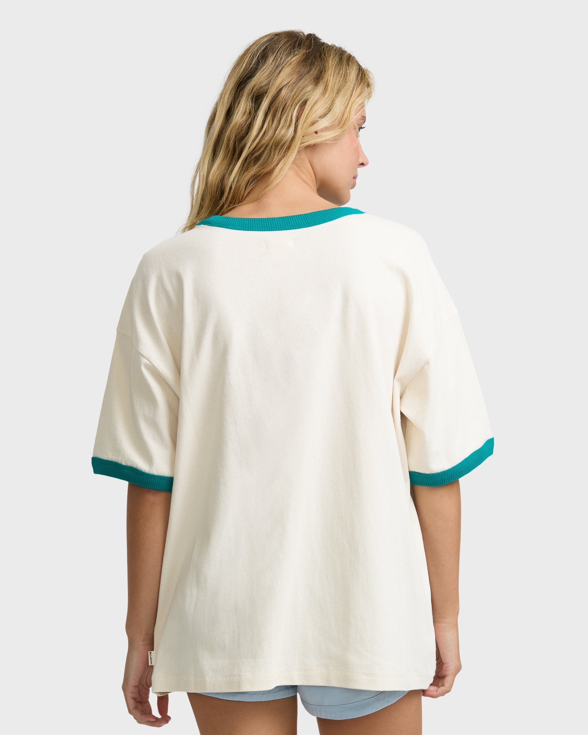 Go West Ringer Short Sleeve Knit T-Shirt - White Cap