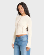 Sweet Clare Crewneck Sweater - White Cap