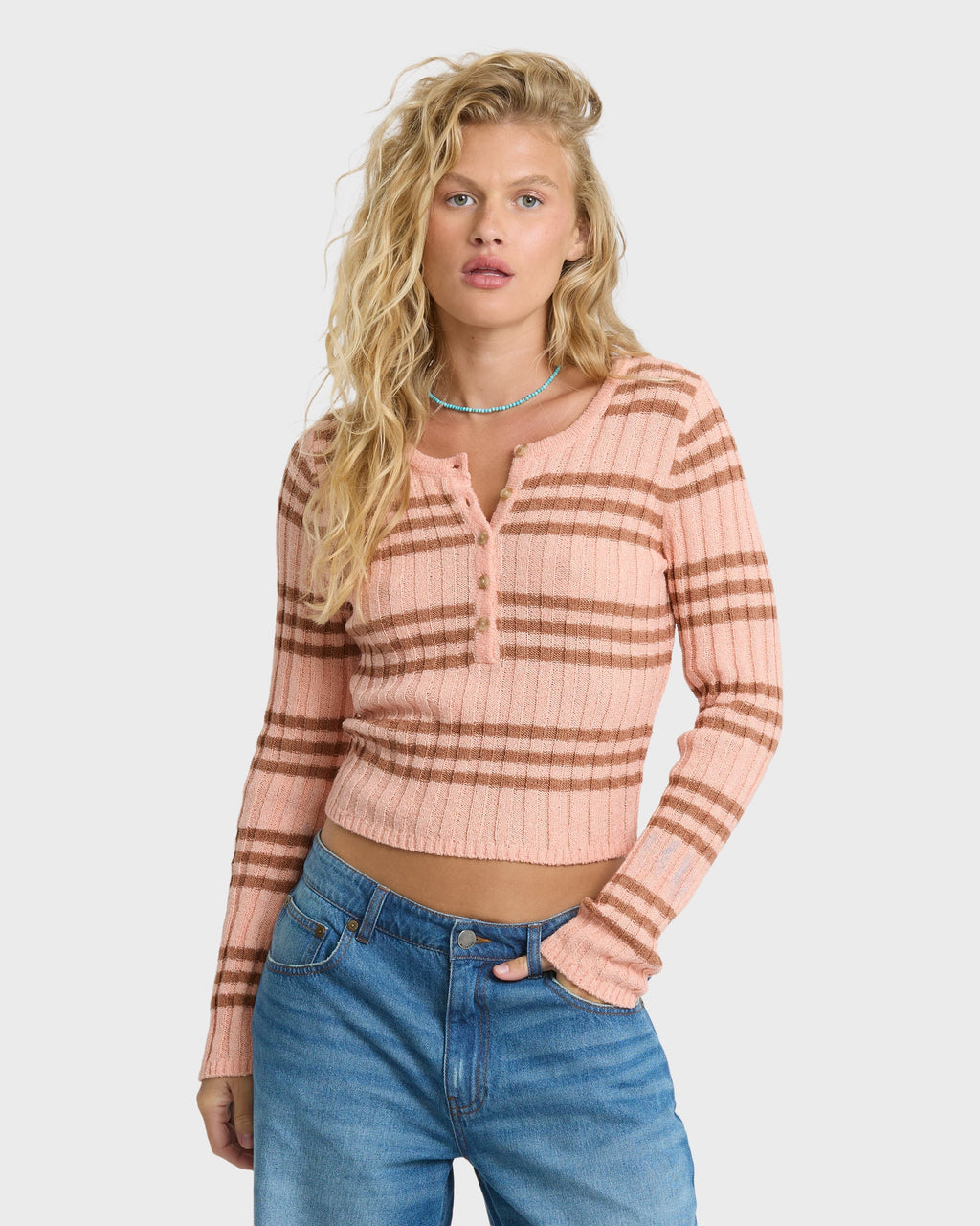Ziggy V-Neck Sweater - Pale Peach