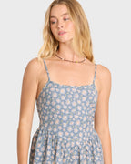 Lil Florals Mini Dress - Blue Smoke
