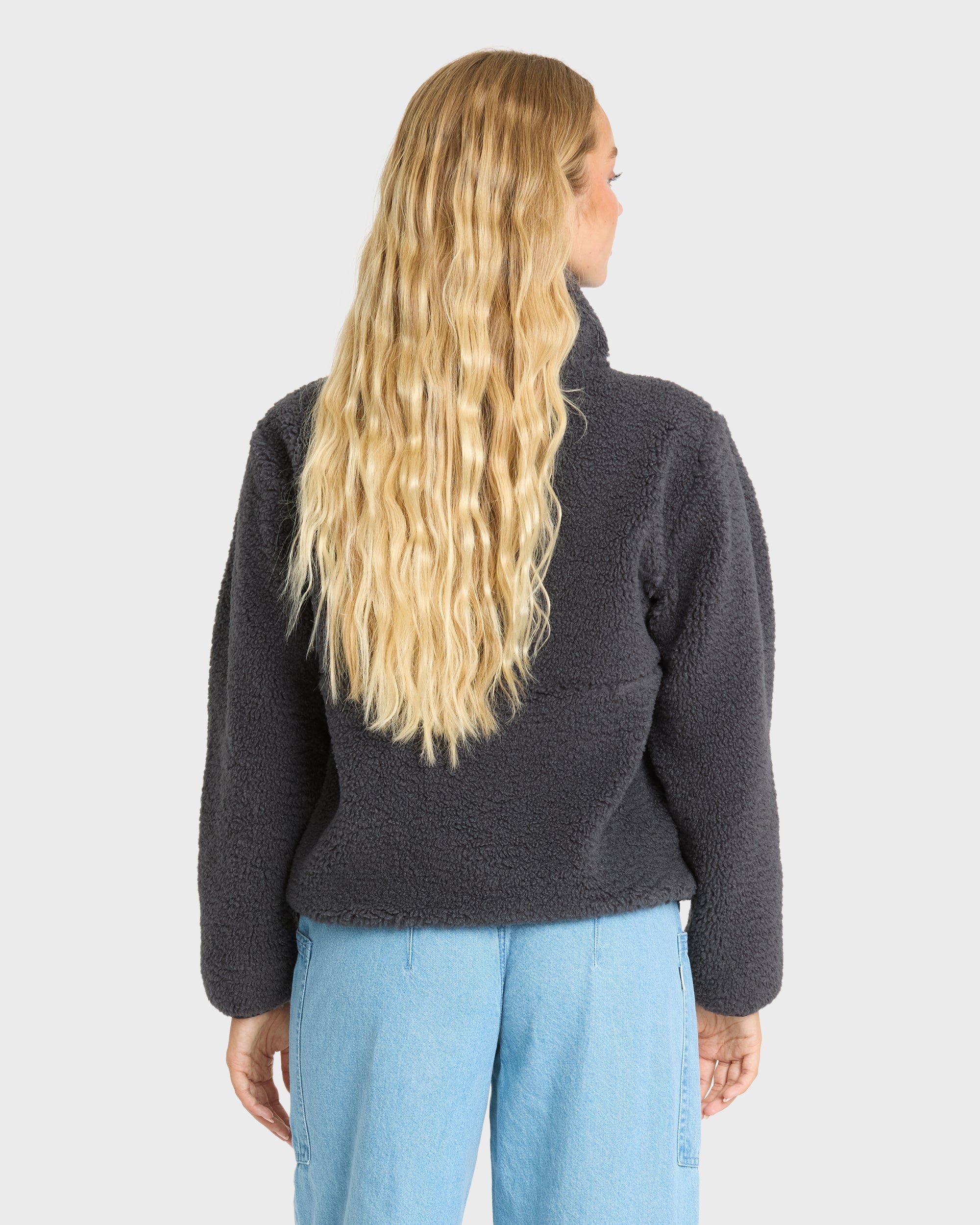 Horizon Sherpa Mock Neck Half Zip Sweatshirt - Black Sands