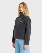 Horizon Sherpa Mock Neck Half Zip Sweatshirt - Black Sands