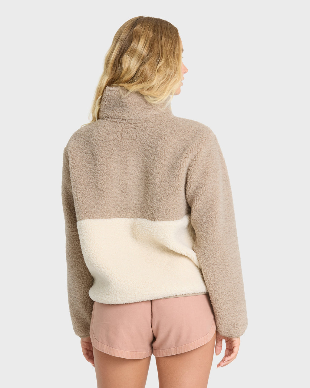 Horizon Sherpa Mock Neck Half Zip Sweatshirt - Cobblestone