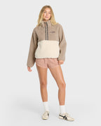Horizon Sherpa Mock Neck Half Zip Sweatshirt - Cobblestone