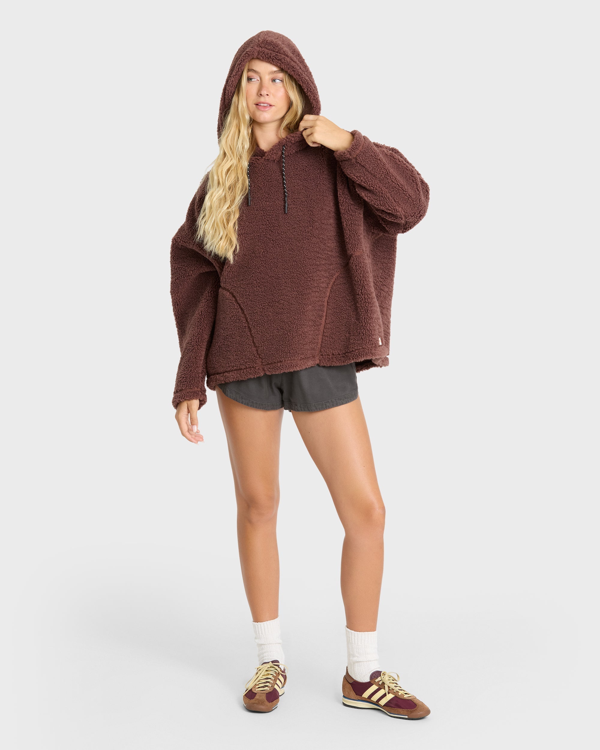 Time Out Sherpa Fleece Pullover Hoodie - Espresso