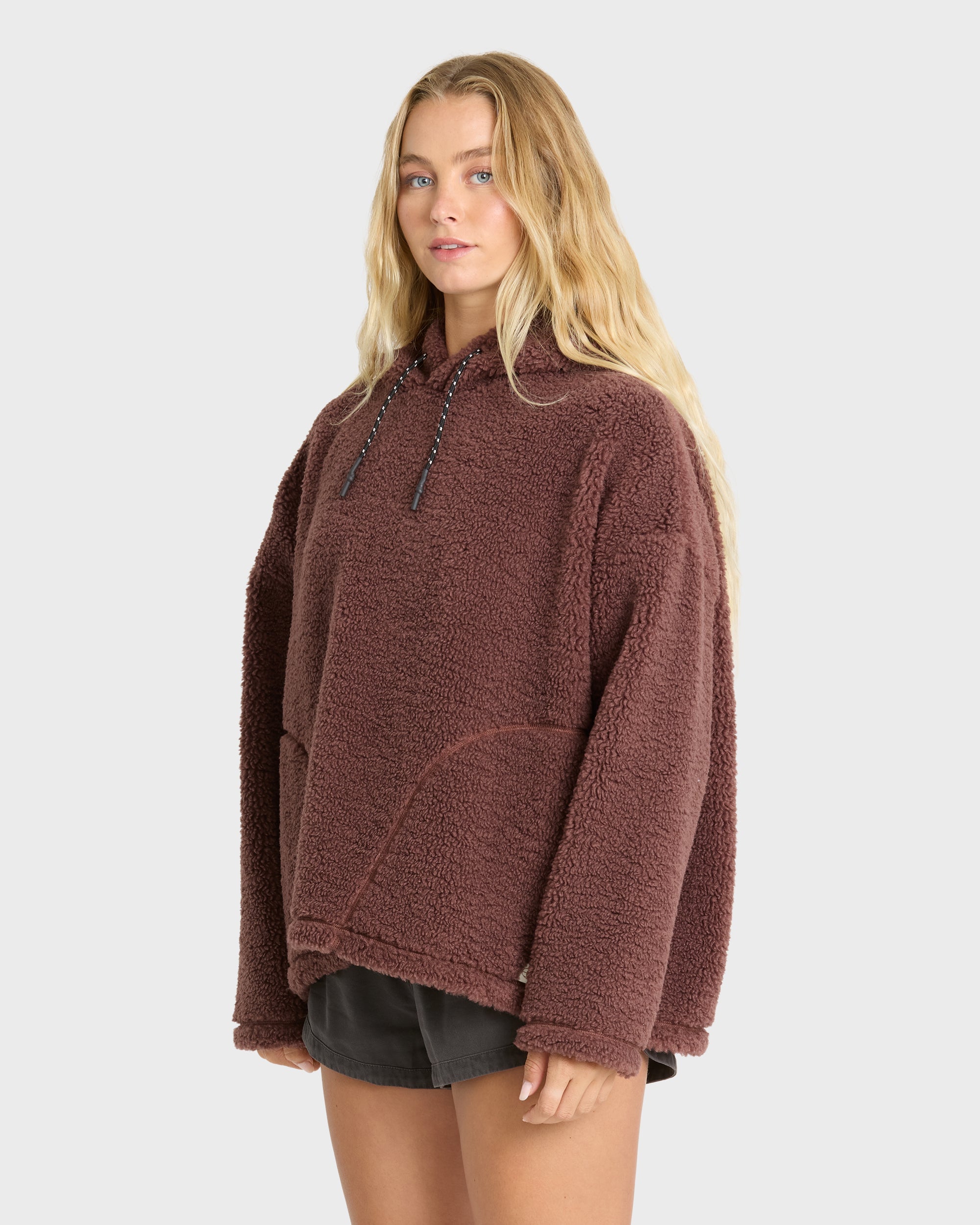 Time Out Sherpa Fleece Pullover Hoodie - Espresso