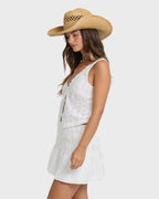 Eyelet Forever Mini Skirt - Salt Crystal