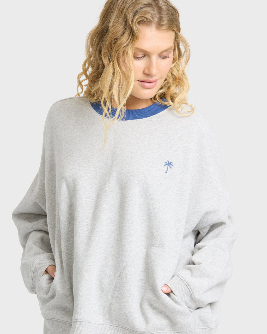 Sunset Palm Crewneck Sweatshirt - Heather Gray