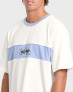 Bad Dog Shrapnel Ringer Short Sleeve Jersey T-Shirt - Off White