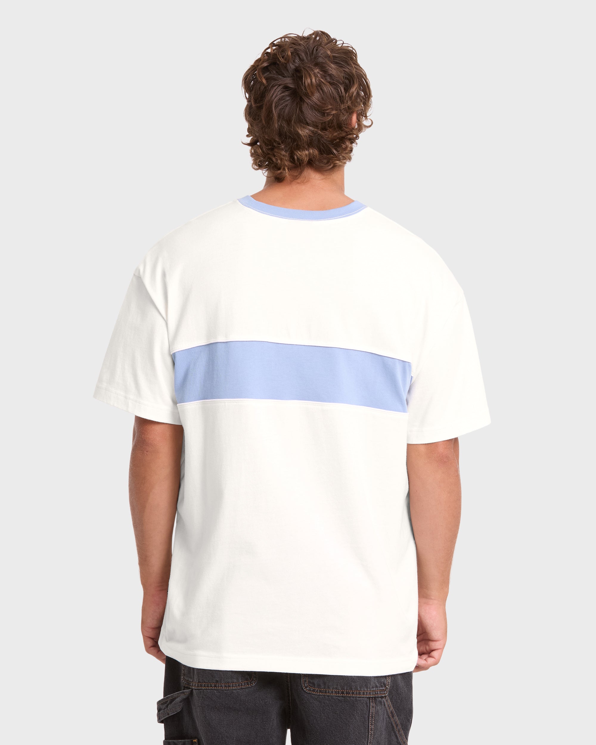 Bad Dog Shrapnel Ringer Short Sleeve Jersey T-Shirt - Off White