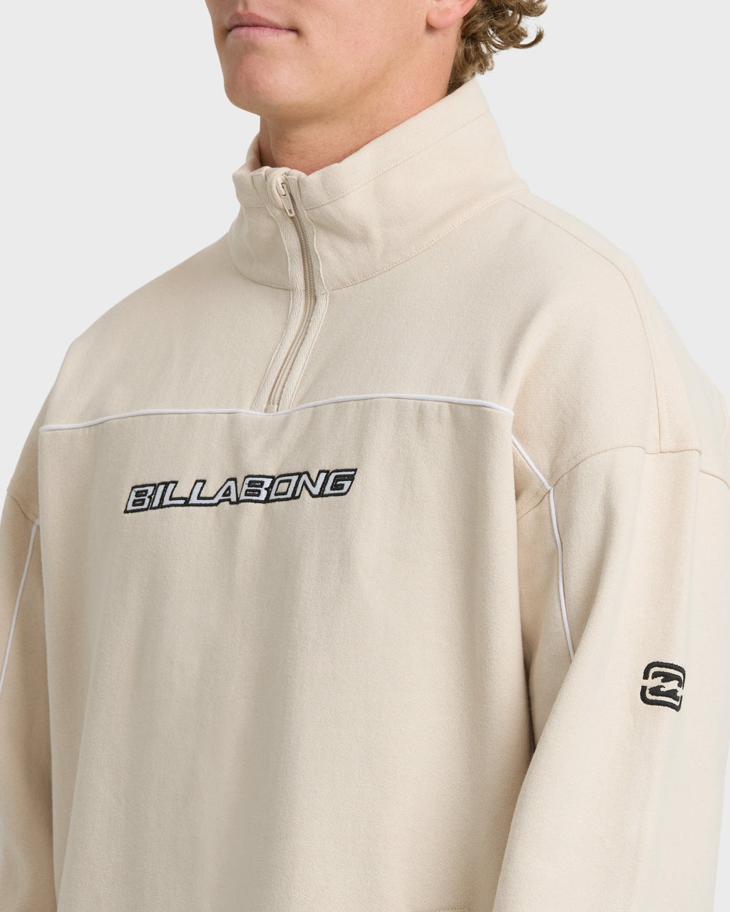 Bad Dog Progress Mock Neck Quarter-Zip Sweatshirt - Oatmeal