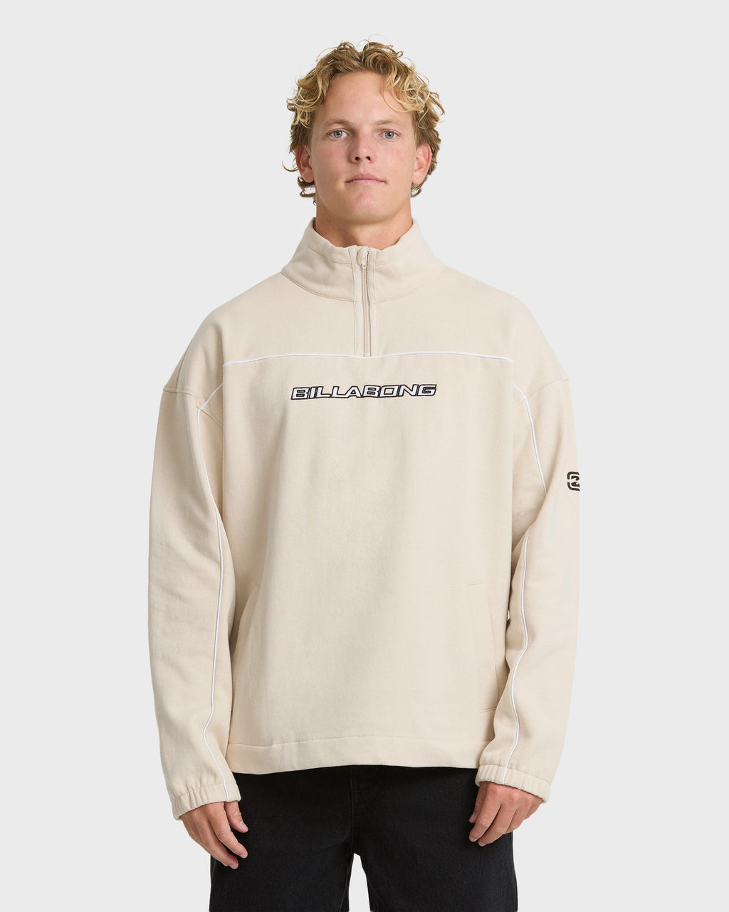 Bad Dog Progress Mock Neck Quarter-Zip Sweatshirt - Oatmeal