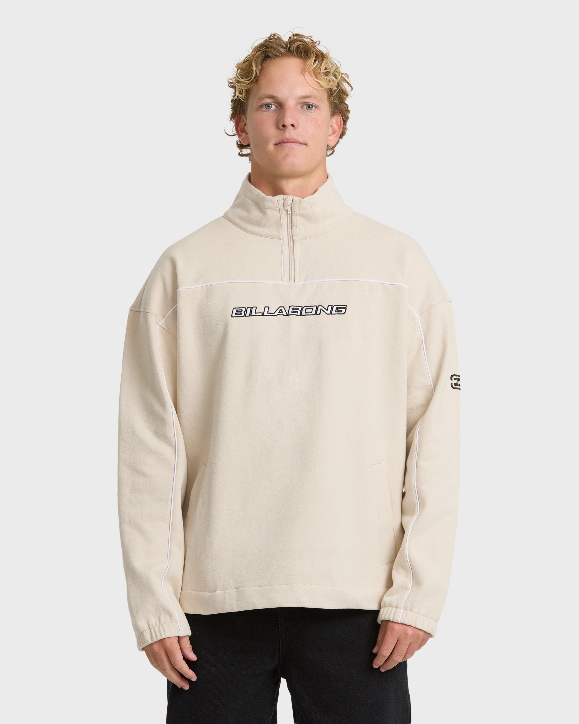 Bad Dog Progress Mock Neck Quarter-Zip Sweatshirt - Oatmeal