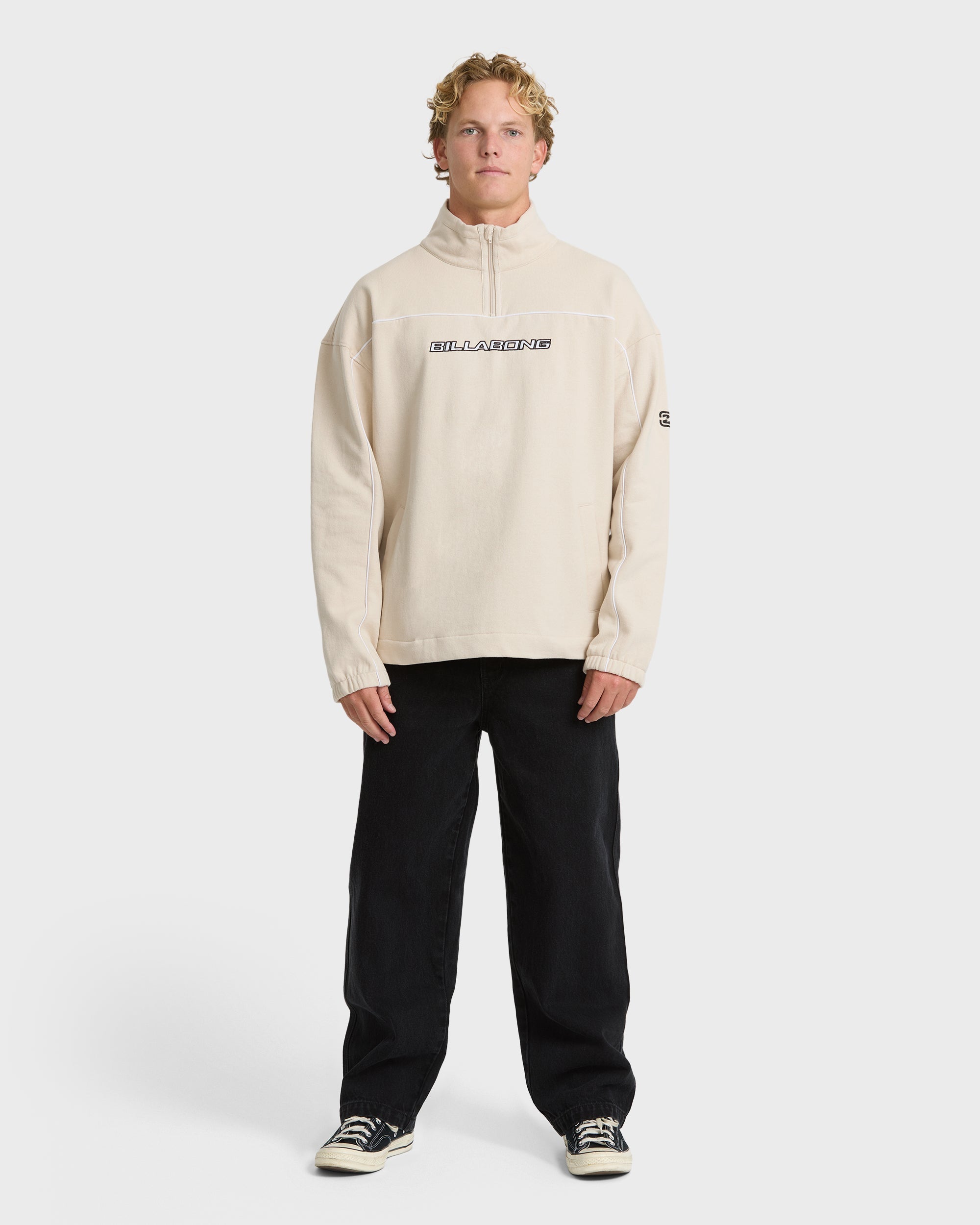 Bad Dog Progress Mock Neck Quarter-Zip Sweatshirt - Oatmeal