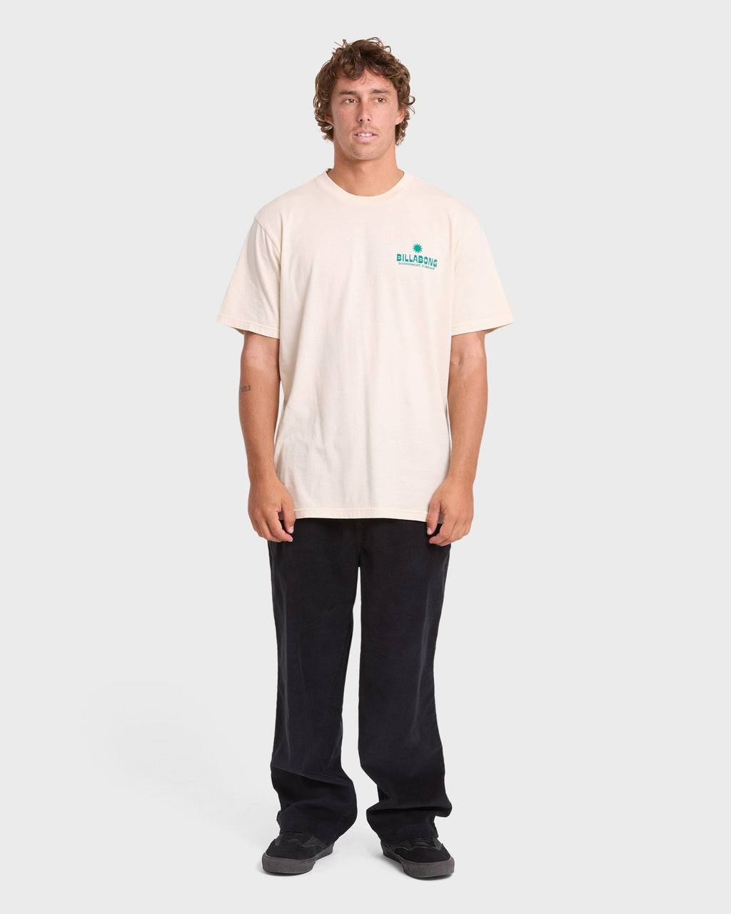 Glance Wave Washed Premium Short Sleeve Knit T-Shirt - Oatmeal