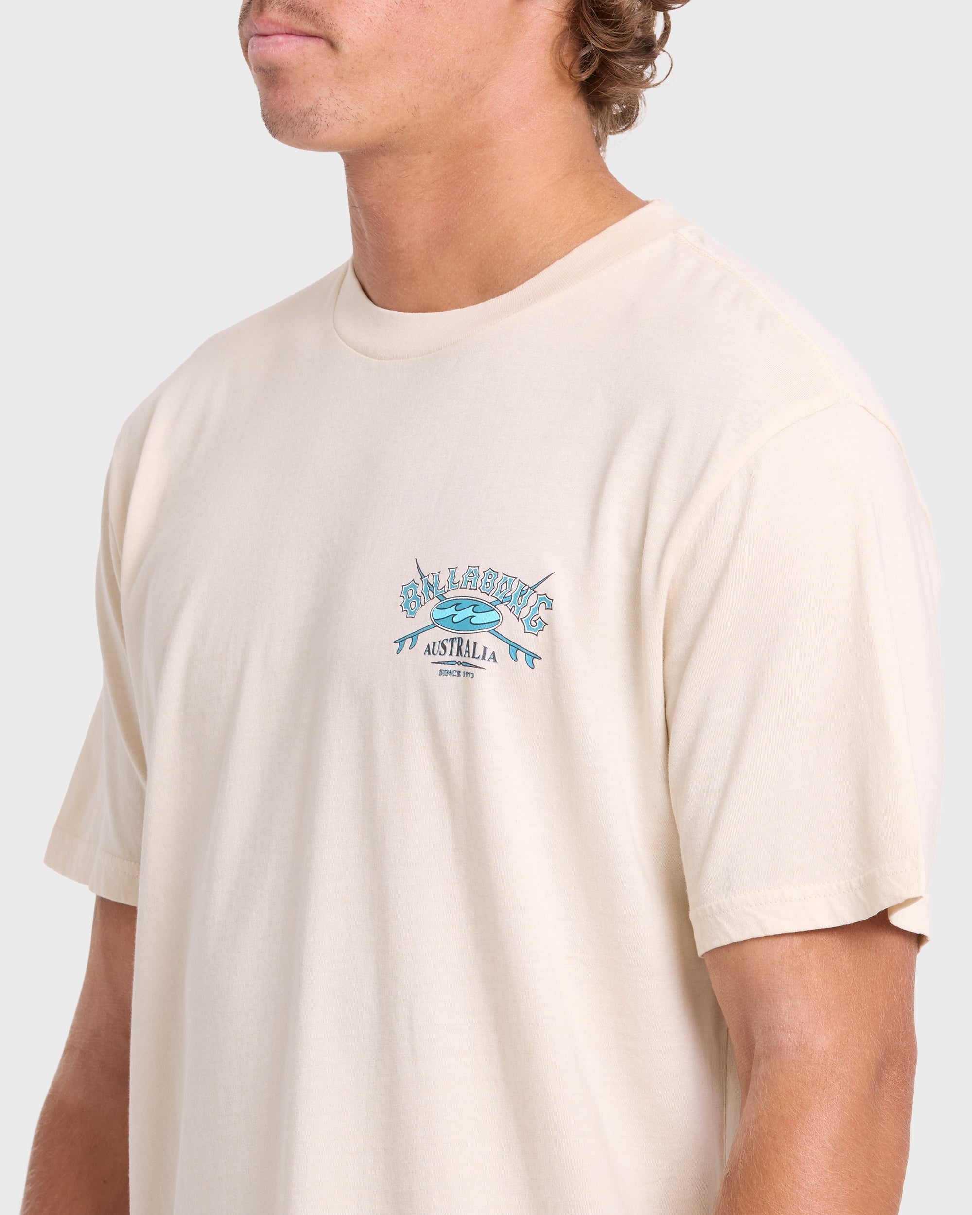 Heritage Arch Wave Washed Premium Short Sleeve Cotton T-Shirt - Oatmeal