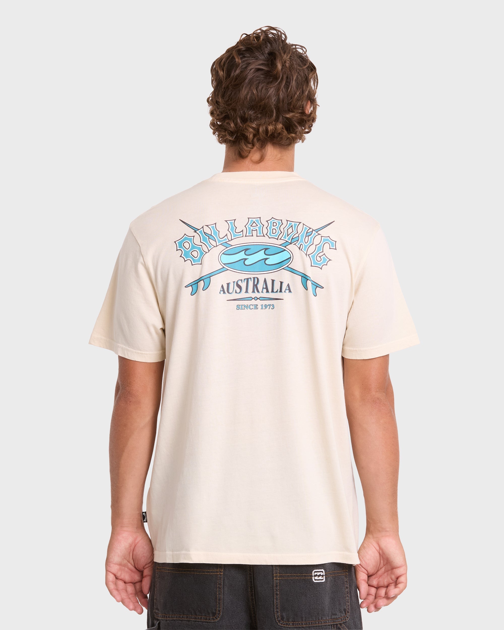 Heritage Arch Wave Washed Premium Short Sleeve Cotton T-Shirt - Oatmeal