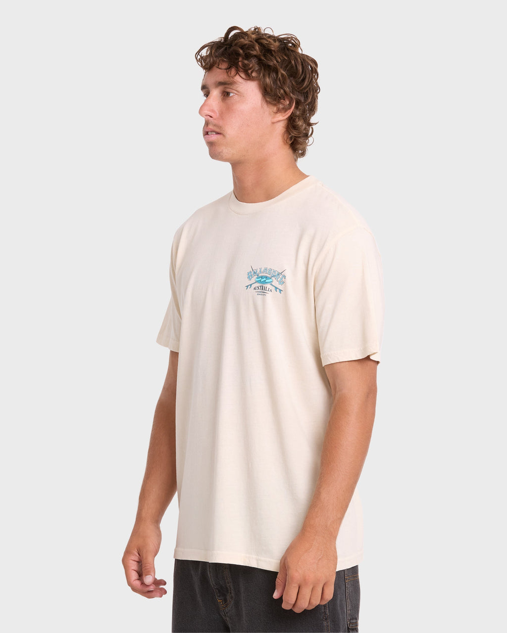 Heritage Arch Wave Washed Premium Short Sleeve Cotton T-Shirt - Oatmeal