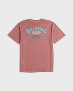 Heritage Arch Wave Washed Premium Short Sleeve Cotton T-Shirt - Red Dahlia