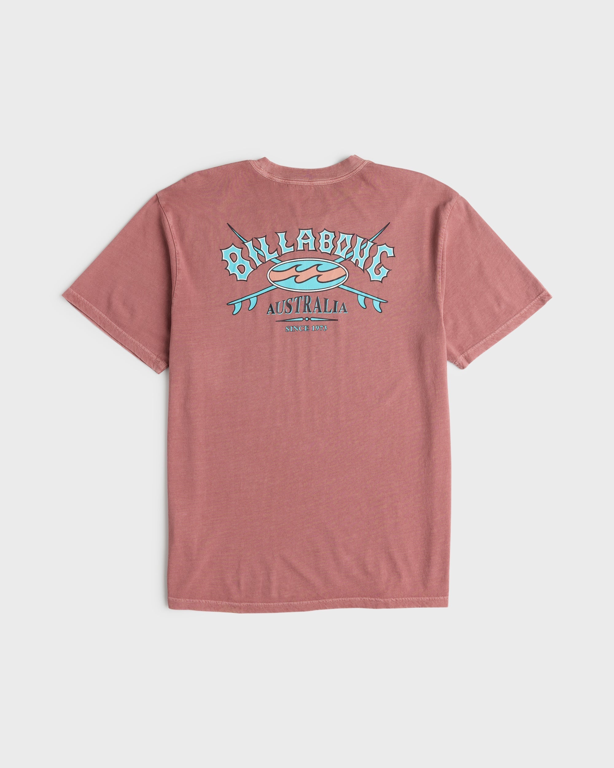 Heritage Arch Wave Washed Premium Short Sleeve Cotton T-Shirt - Red Dahlia