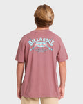 Heritage Arch Wave Washed Premium Short Sleeve Cotton T-Shirt - Red Dahlia
