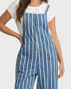 Pacific Time Saltwashed Stripe Jumpsuit - Blue Smoke